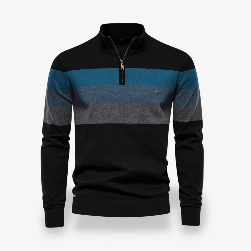 Men's Color Block Quarter Zip Sweater | Clara Vienne