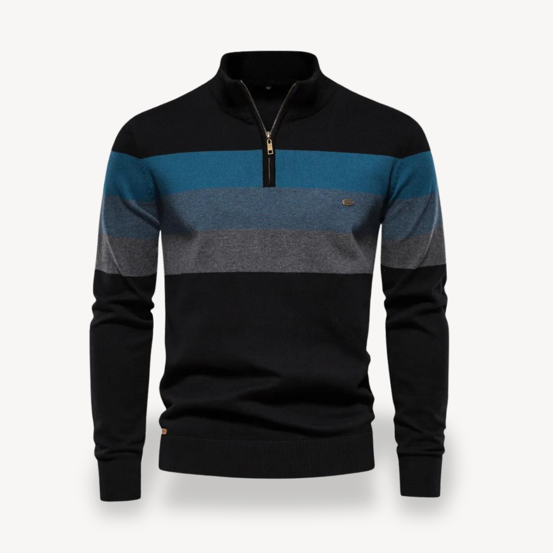 Men's Color Block Quarter Zip Sweater | Clara Vienne