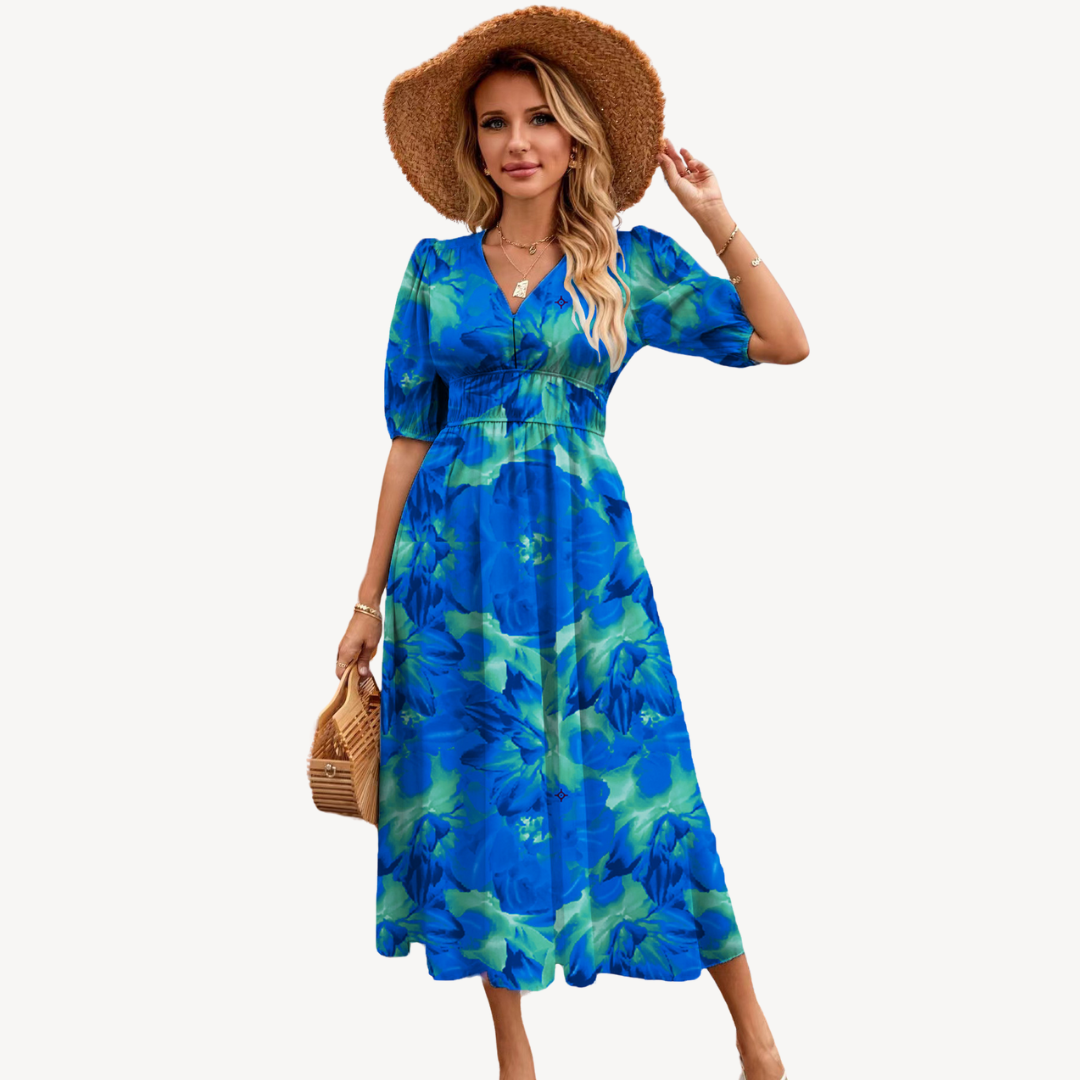 Floral Print V-Neck Midi Dress Women | Clara Vienne