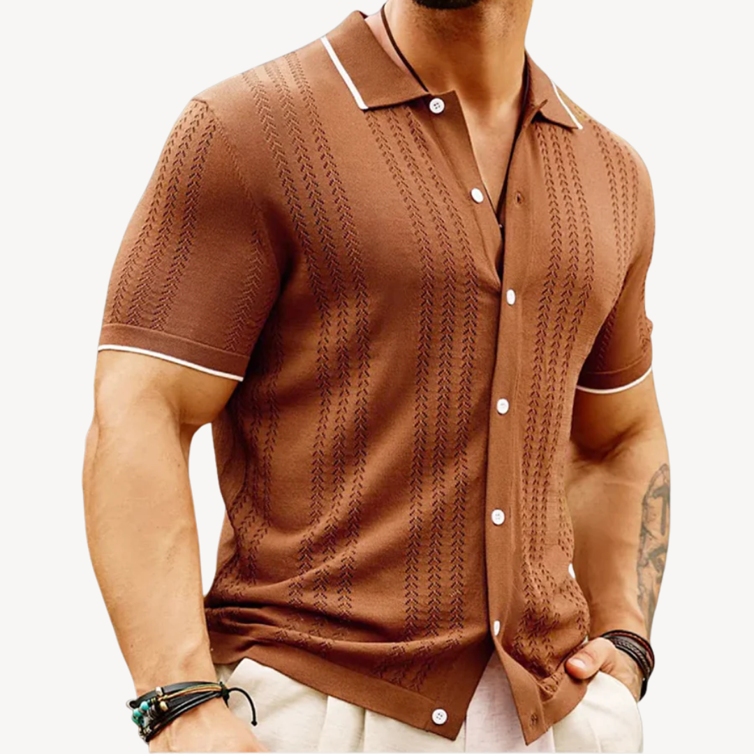 Men's Cable Knit Polo Shirt | Clara Vienne