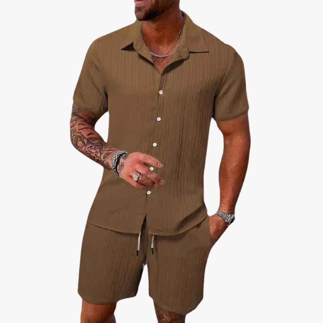 Clara Vienne | Men's Textured Linen Blend Short Set