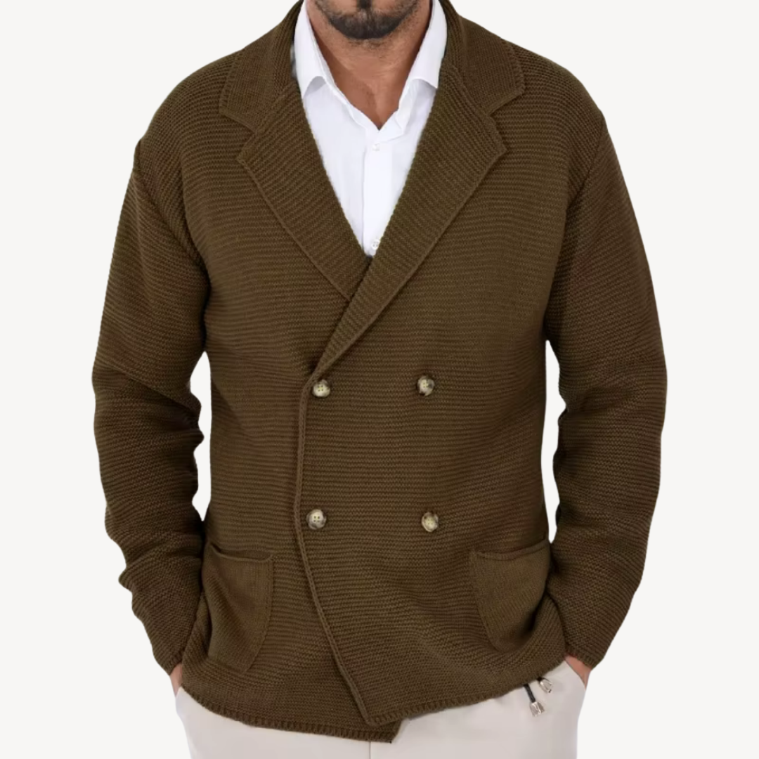 Double-Breasted Knit Cardigan for Men | Clara Vienne