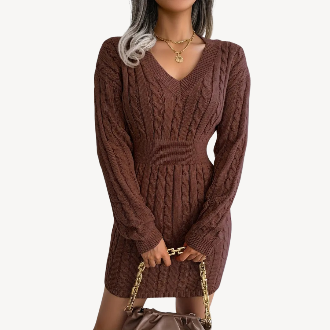 Cable Knit V-Neck Dress | Clara Vienne