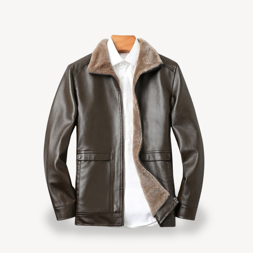 Faux Leather Jacket with Fleece Lining for Men | Clara Vienne