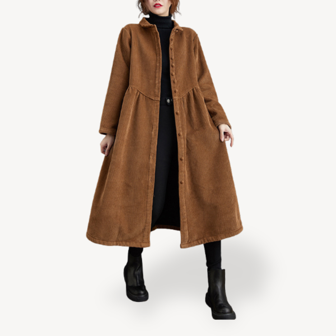 Corduroy Shirt Dress Women Long Sleeve Vintage Casual | Clara Vienne