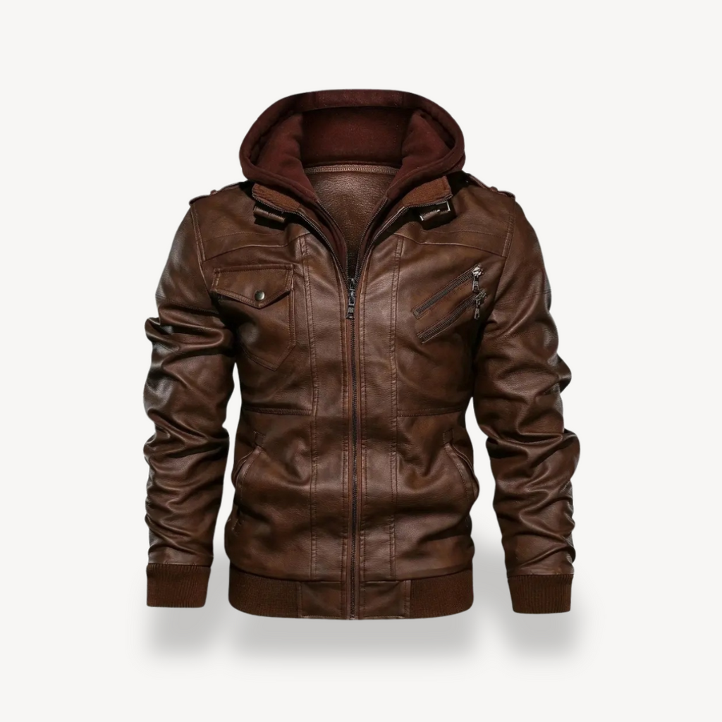 Leather Jacket with Hood for Men | Clara Vienne
