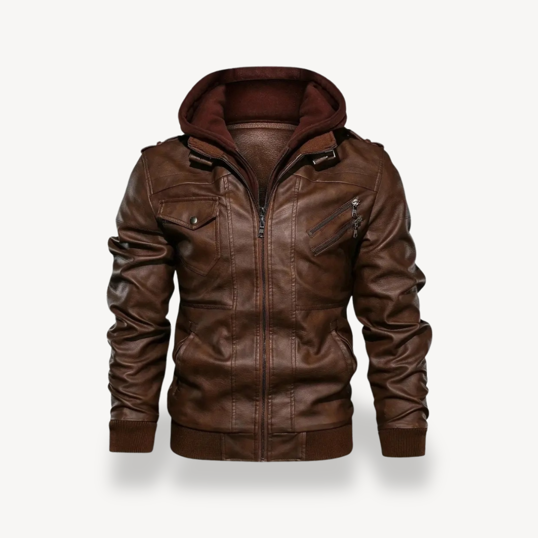 Leather Jacket with Hood for Men | Clara Vienne