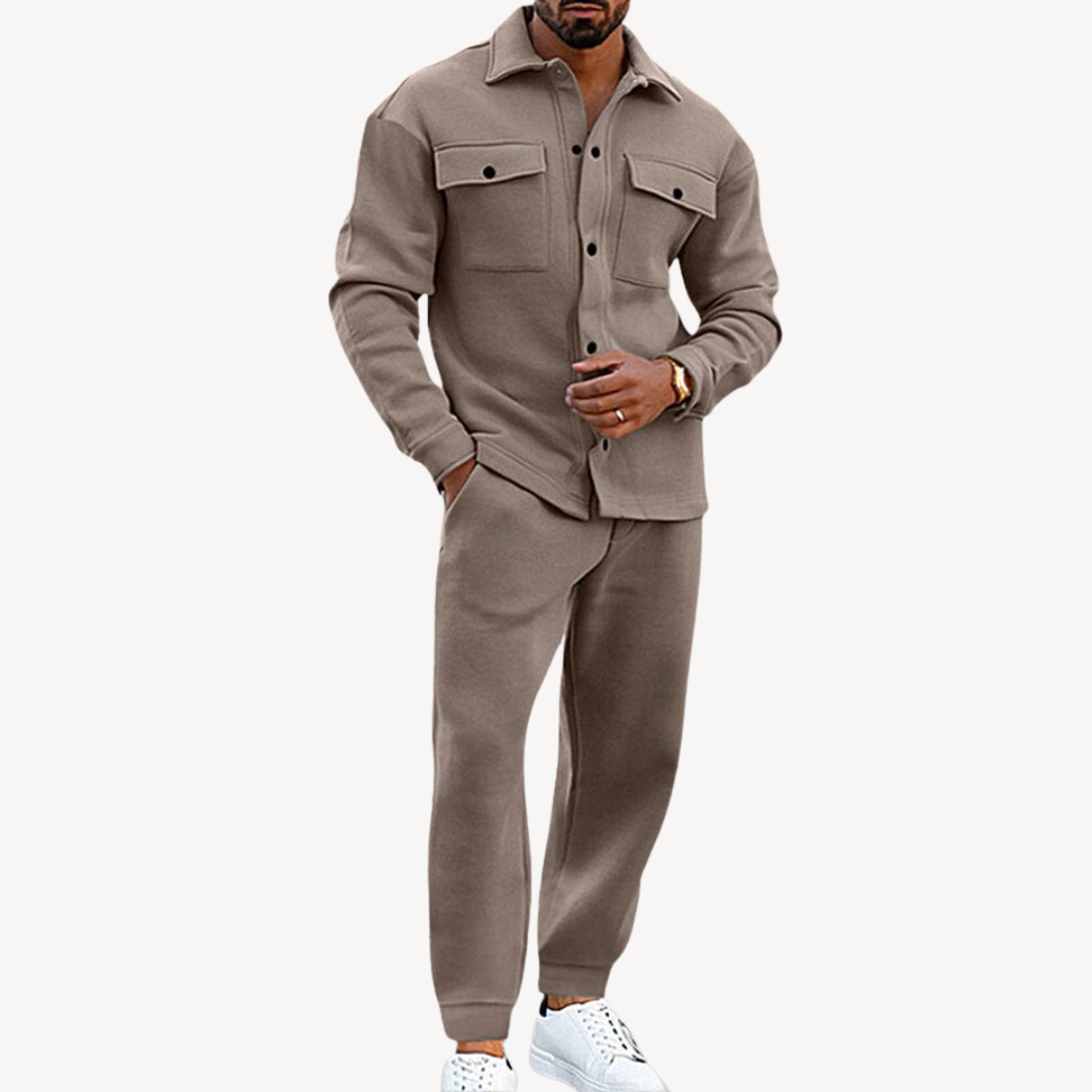 Men's Casual Zip-Up Jacket and Jogger Set | Clara Vienne