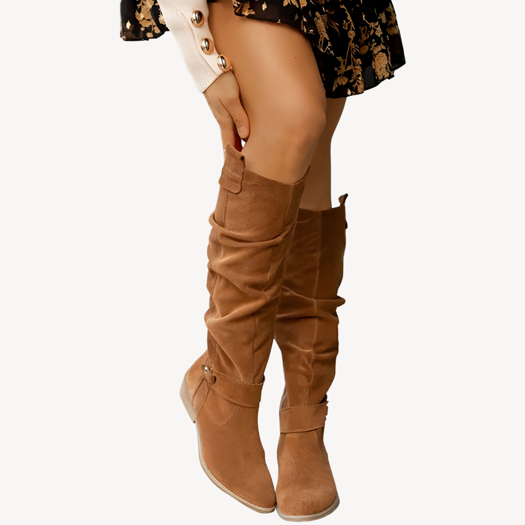 Clara Vienne | Women's Suede Slouchy Knee-High Boots