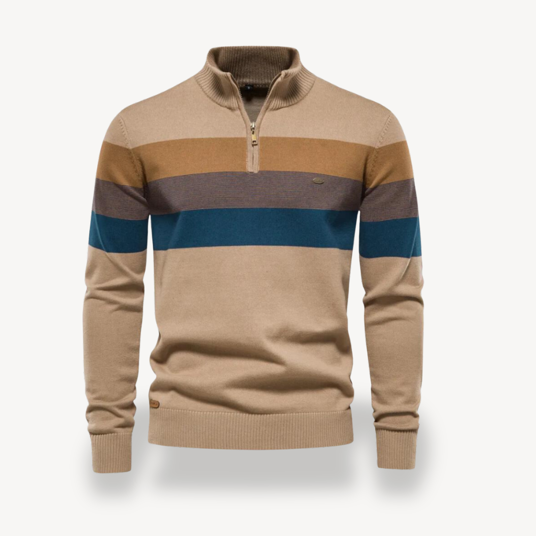 Men's Color Block Quarter Zip Sweater | Clara Vienne