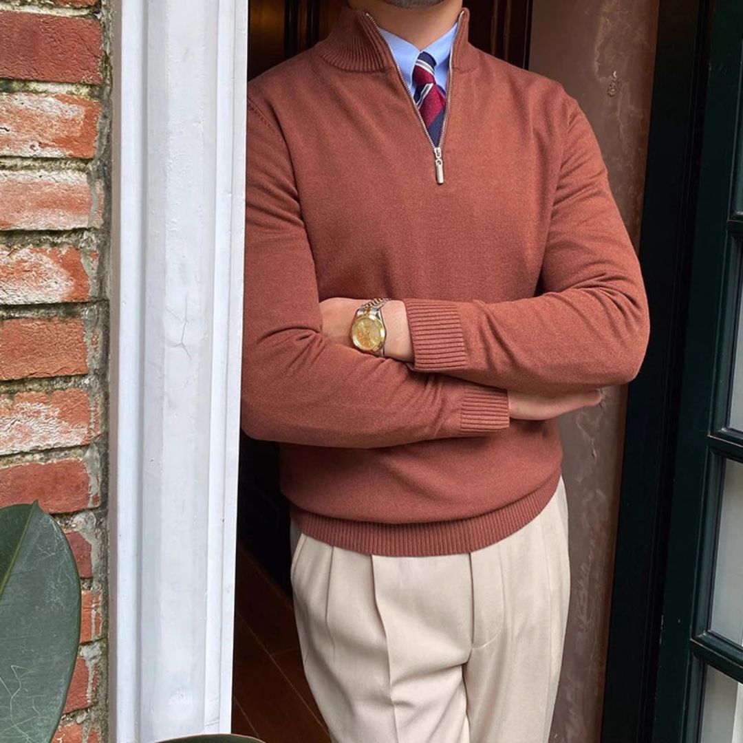 Knit Quarter-Zip Sweater Men | Clara Vienne