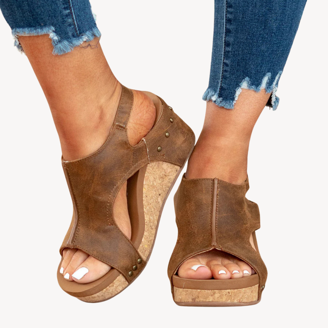 Clara Vienne | Women's Wedge Comfort Ankle Strap Sandals