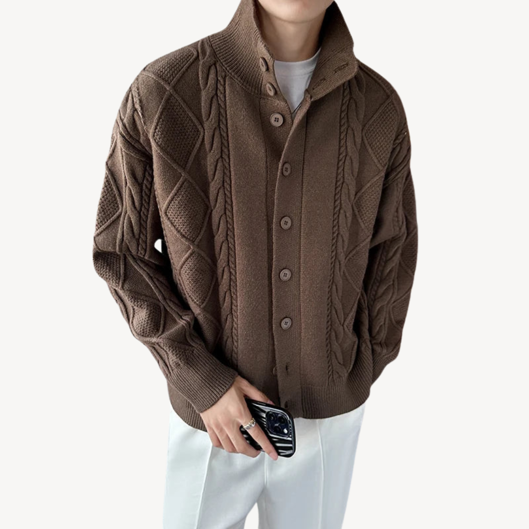 Men's Cable Knit Cardigan Sweater | Clara Vienne