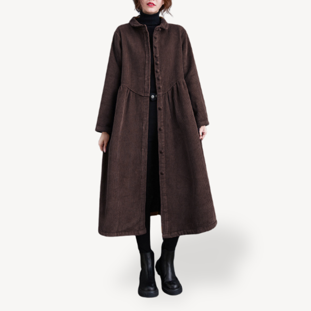 Corduroy Shirt Dress Women Long Sleeve Vintage Casual | Clara Vienne