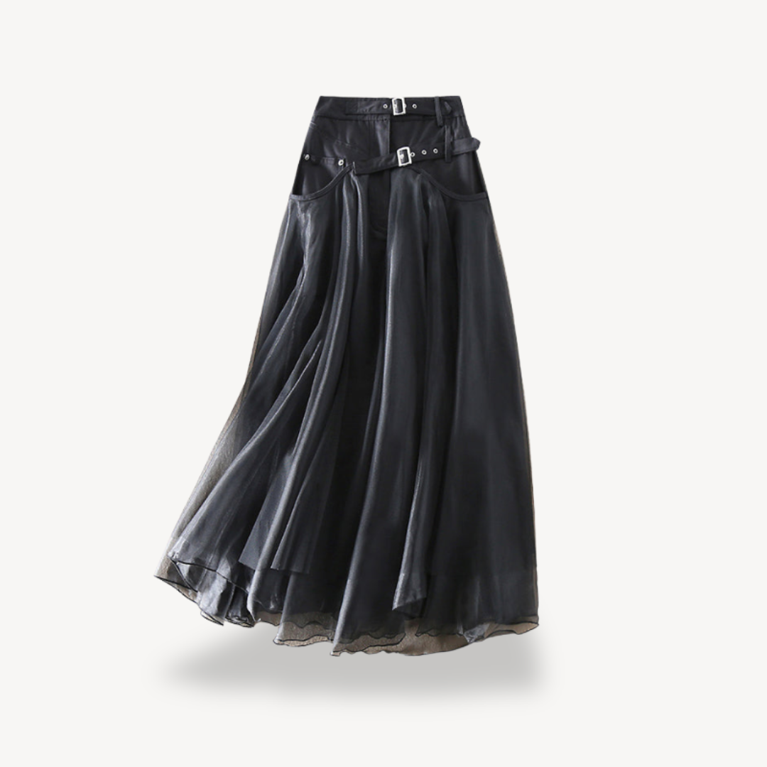 High Waist Gothic Maxi Skirt Women Chiffon | Clara Vienne