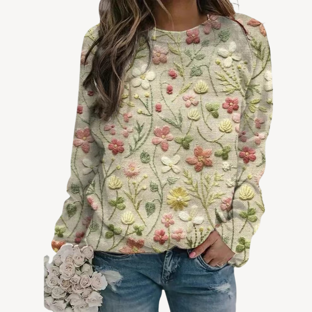 Embroidered Floral Sweater for Women | Clara Vienne