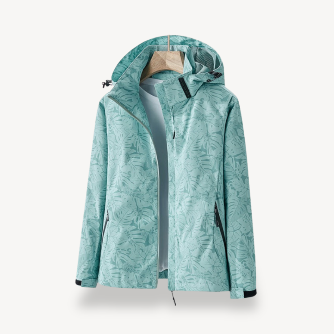Leaf Print Waterproof Jacket for Women | Clara Vienne