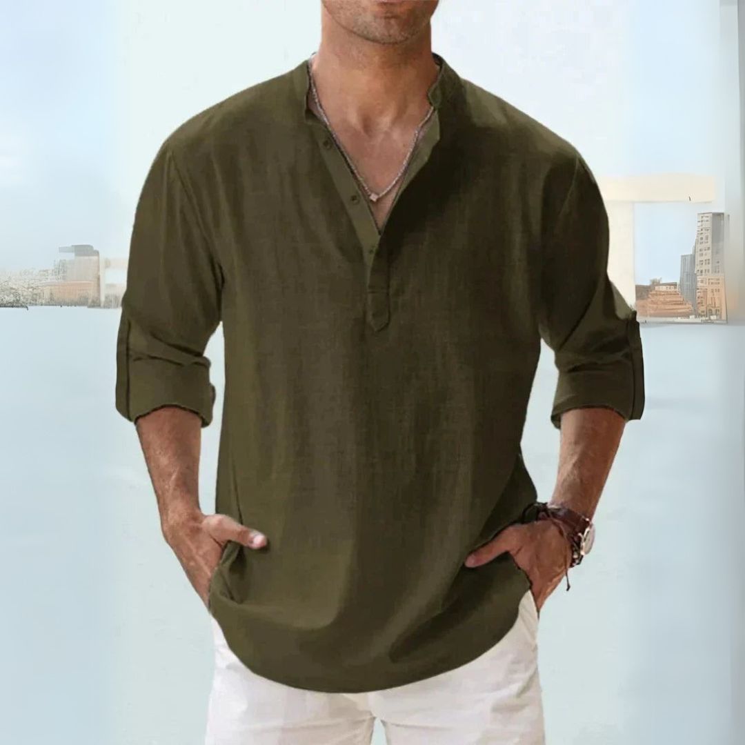 Linen Henley Shirt Men | Clara Vienne
