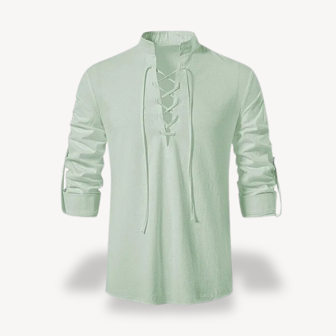 Clara Vienne | Men's Cotton Linen Lace-Up Shirt