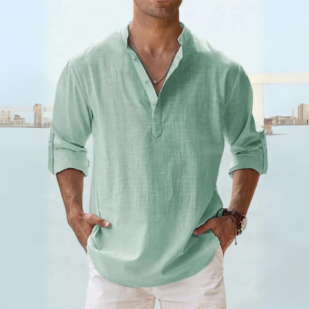 Linen Henley Shirt Men | Clara Vienne