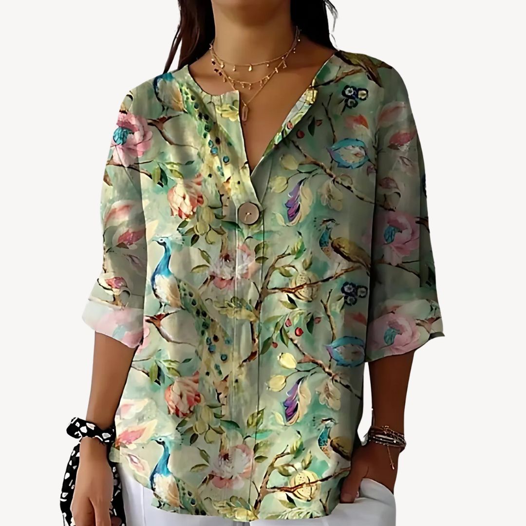 Floral Print 3/4 Sleeve Blouse Women | Clara Vienne