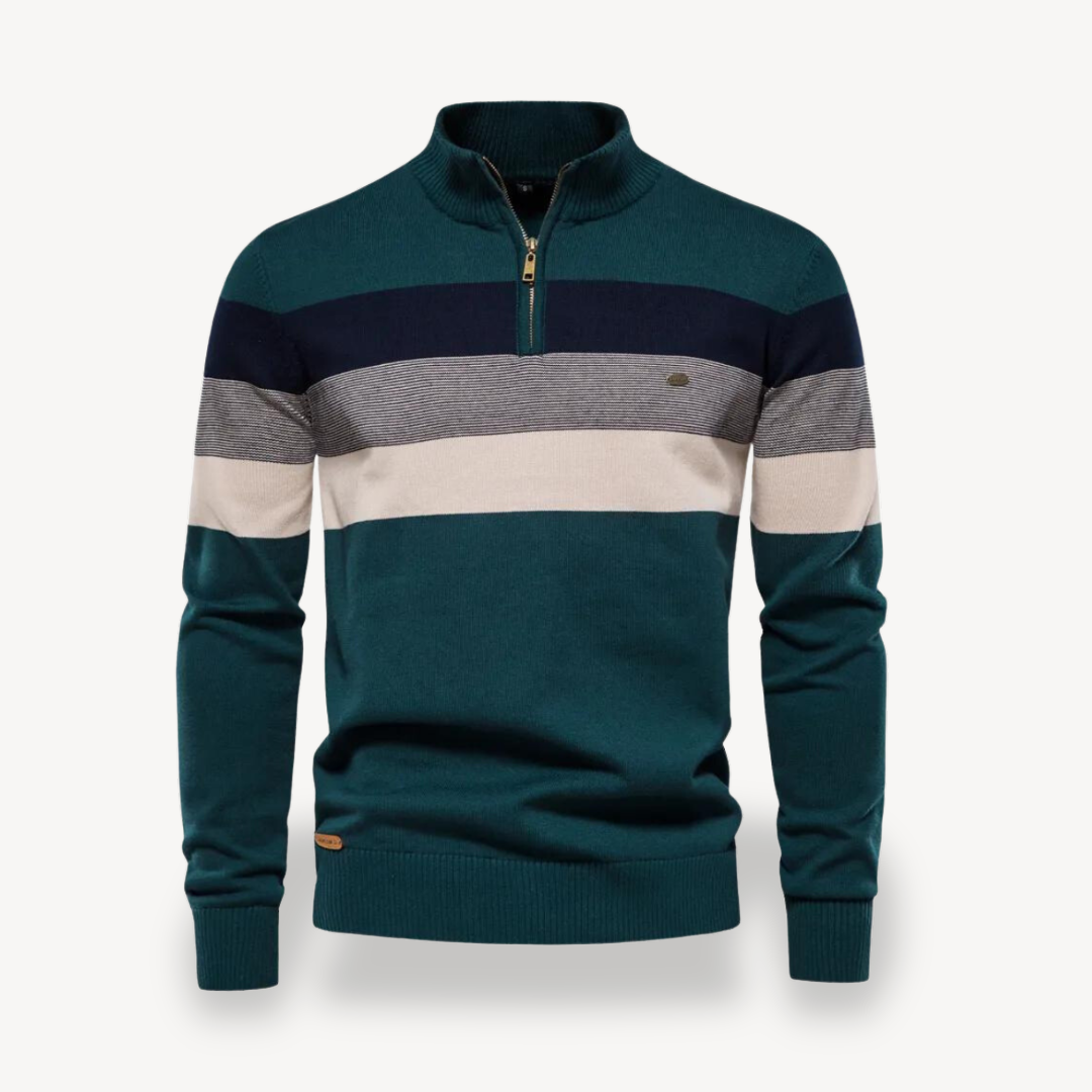 Men's Color Block Quarter Zip Sweater | Clara Vienne