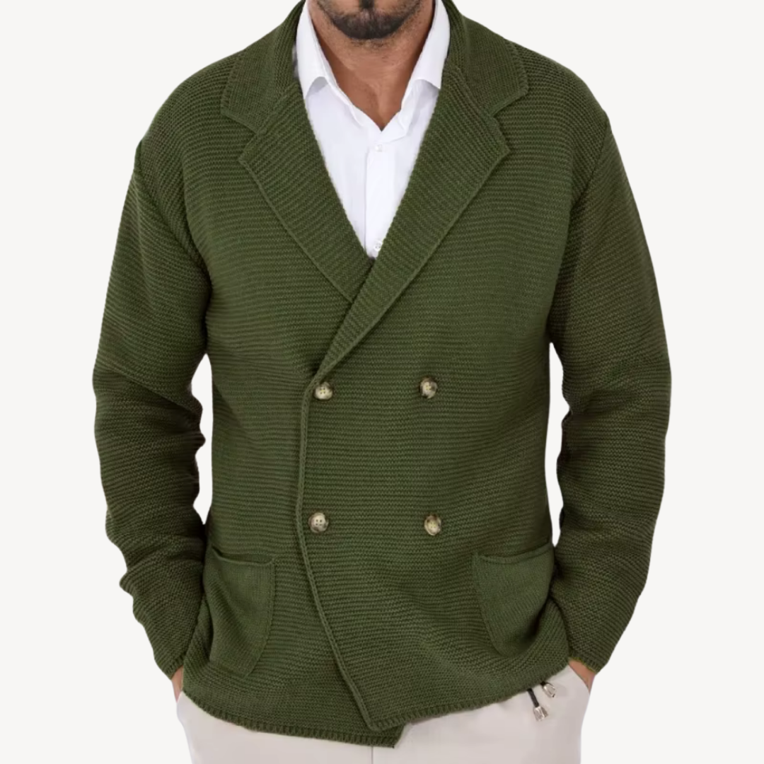 Double-Breasted Knit Cardigan for Men | Clara Vienne