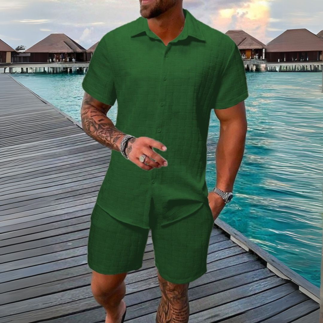 Linen Short Sleeve Shirt Shorts Men | Clara Vienne