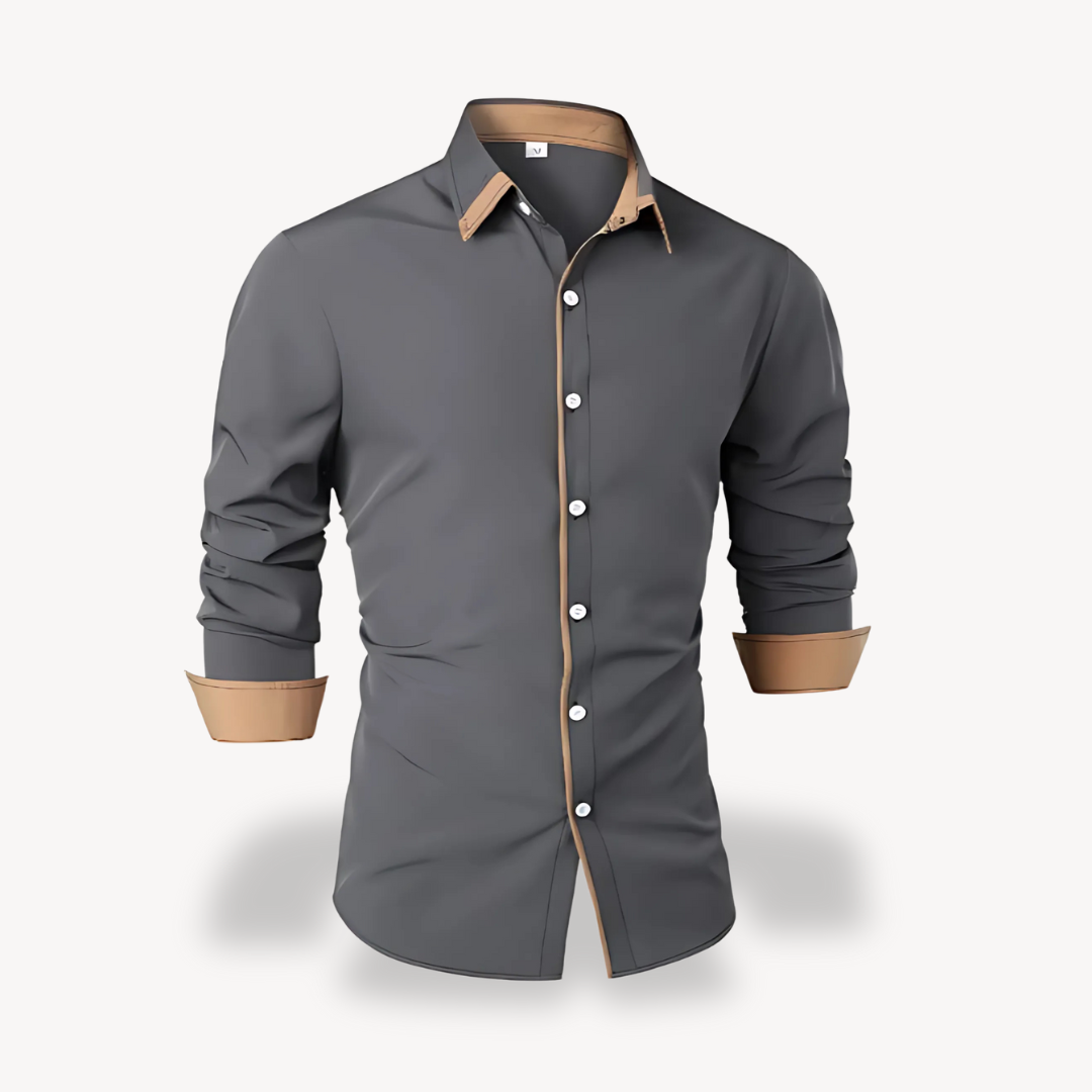 Clara Vienne | Men's Contrast Trim Long Sleeve Dress Shirt