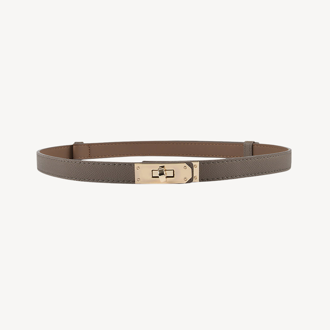 Faux Leather Belt with Gold Buckle for Women | Clara Vienne