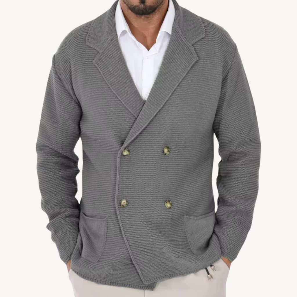 Double-Breasted Knit Cardigan for Men | Clara Vienne