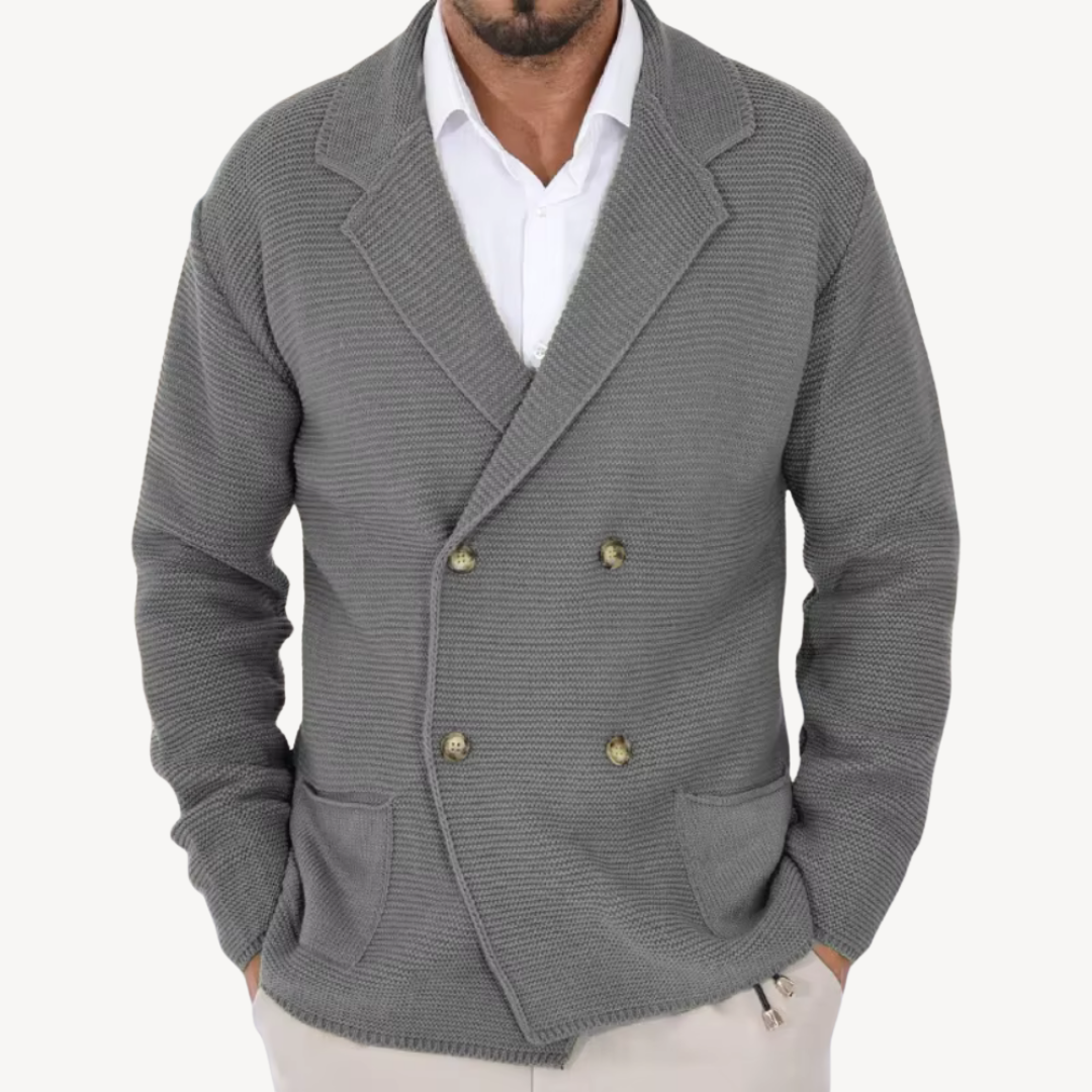 Double-Breasted Knit Cardigan for Men | Clara Vienne
