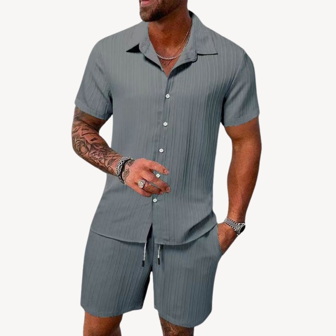 Clara Vienne | Men's Textured Linen Blend Short Set