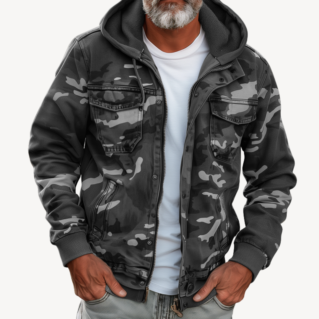 Men's Camouflage Jacket with Hoodie | Clara Vienne