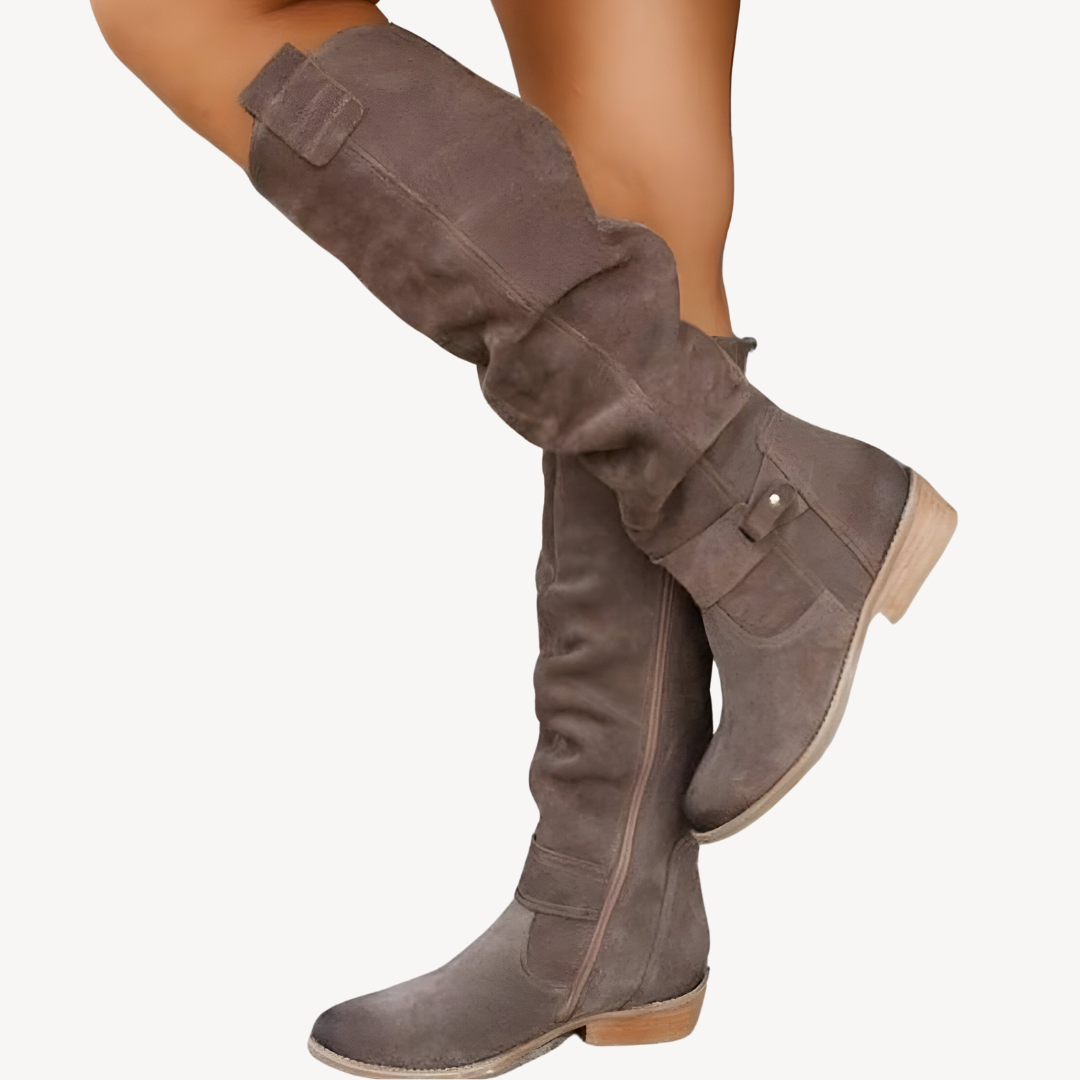 Clara Vienne | Women's Suede Slouchy Knee-High Boots