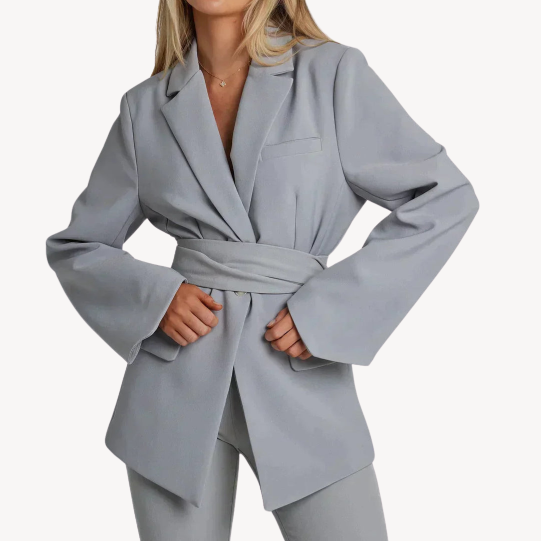 Clara Vienne | Women's Belted Blazer – Elegant Suit Jacket