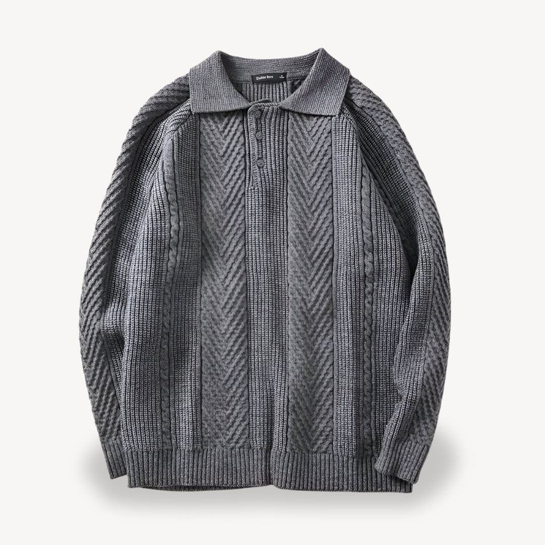 Cable Knit Polo Sweater for Men | Clara Vienne