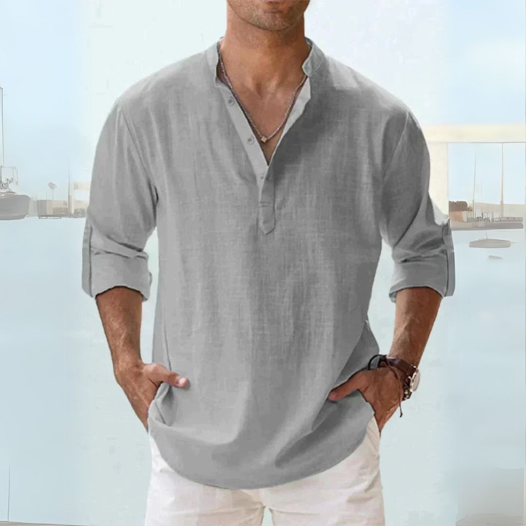 Linen Henley Shirt Men | Clara Vienne