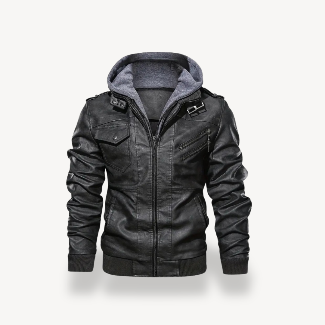 Leather Jacket with Hood for Men | Clara Vienne
