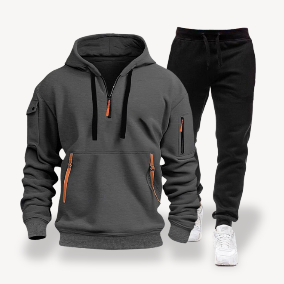Clara Vienne | Men's Black Tech Fleece Tracksuit – Hoodie & Joggers