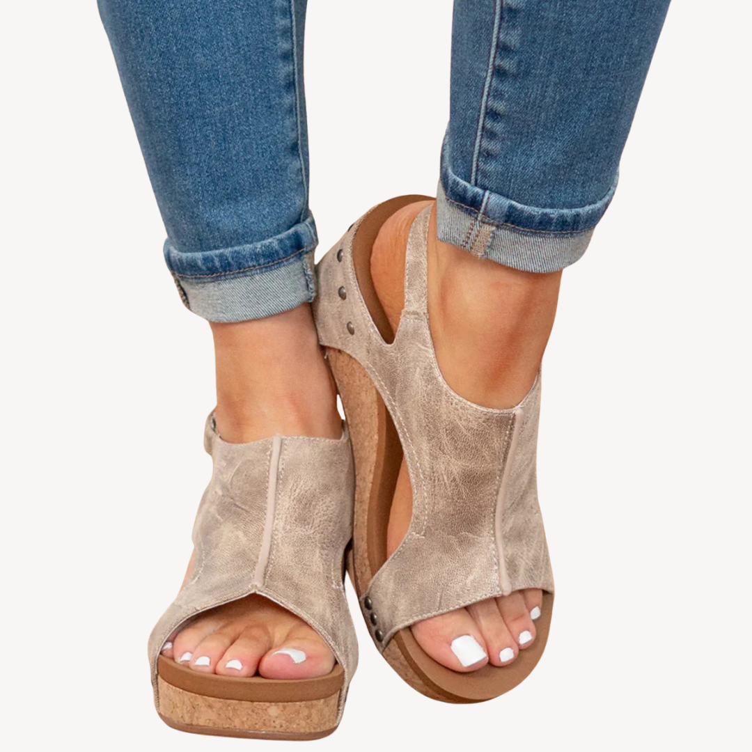 Clara Vienne | Women's Wedge Comfort Ankle Strap Sandals