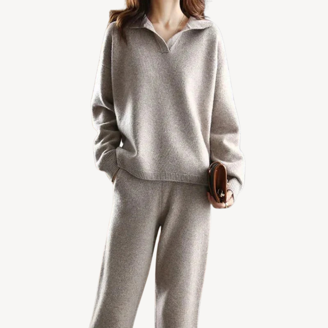 Casual Polo Knit Sweater Set for Women | Clara Vienne