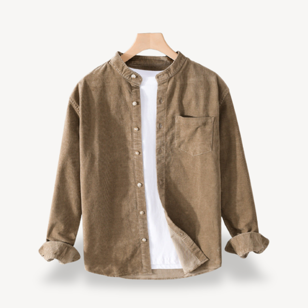 Corduroy Stand Collar Shirt for Men | Clara Vienne