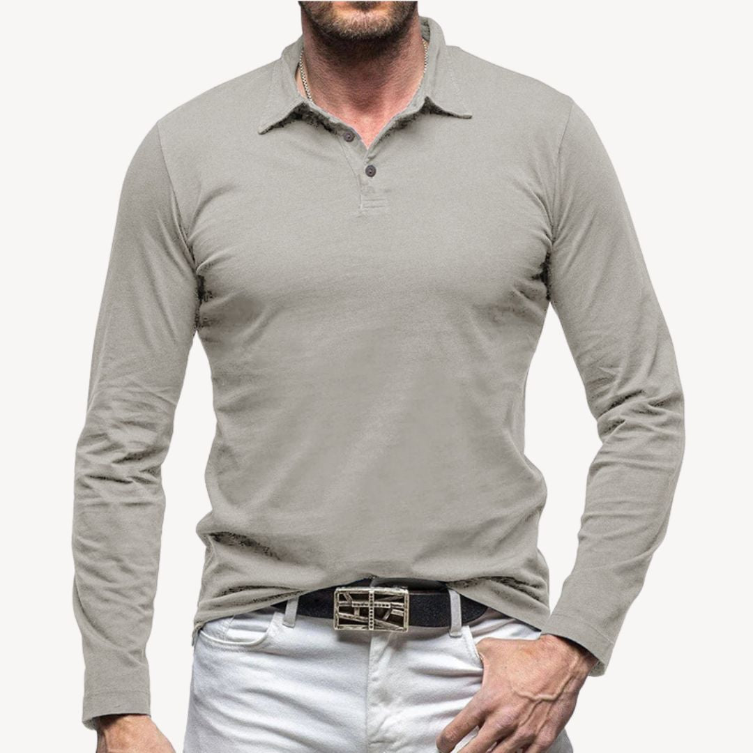 Cotton Long Sleeve Polo Shirt | Clara Vienne