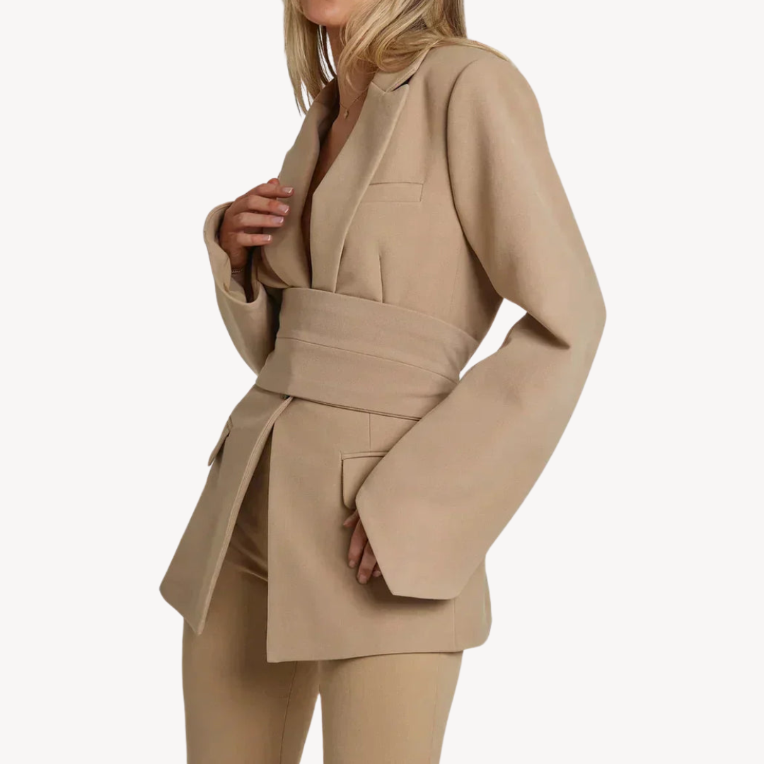 Clara Vienne | Women's Belted Blazer – Elegant Suit Jacket