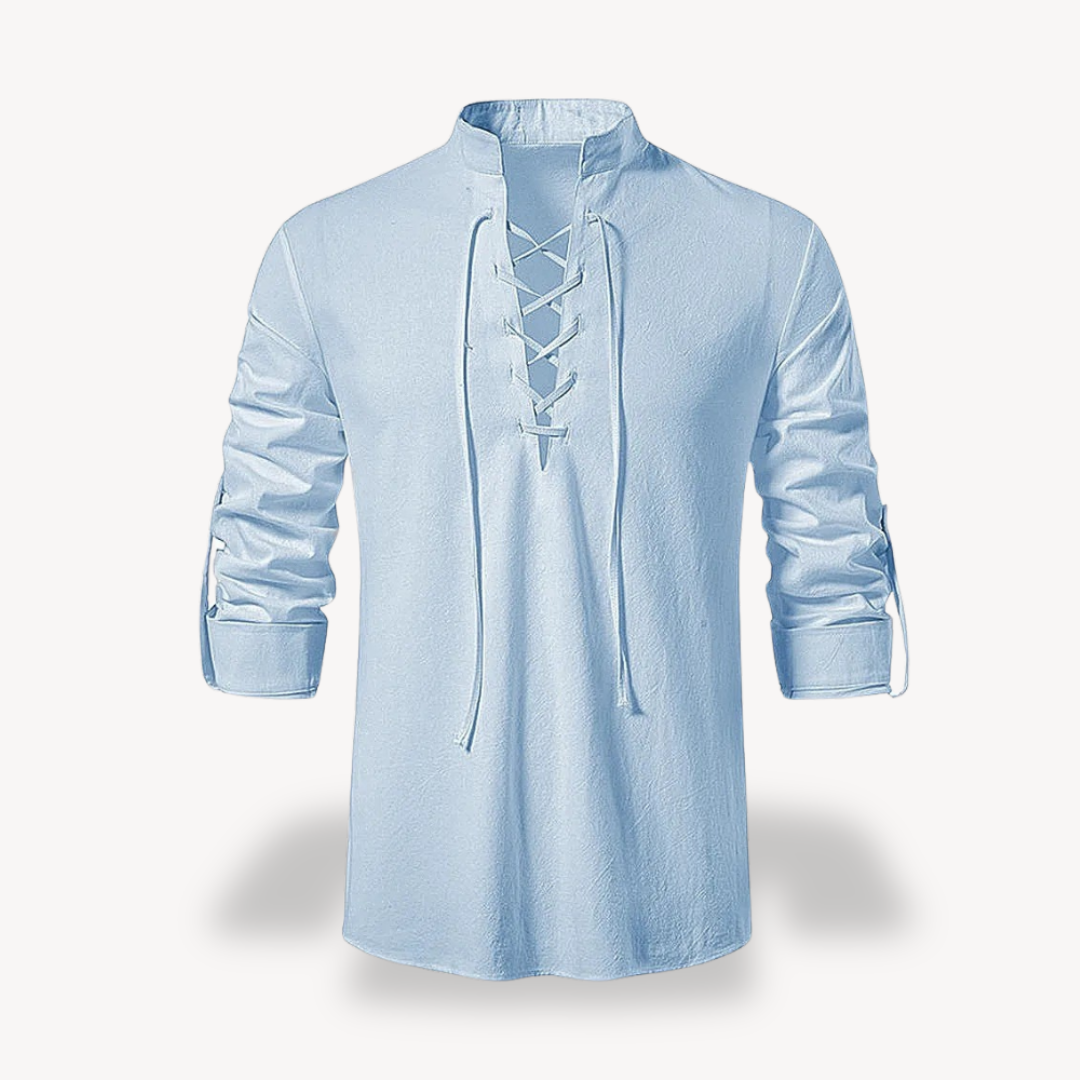 Clara Vienne | Men's Cotton Linen Lace-Up Shirt