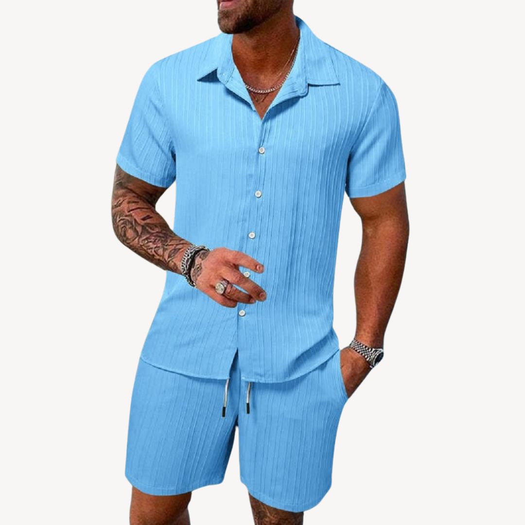 Clara Vienne | Men's Textured Linen Blend Short Set