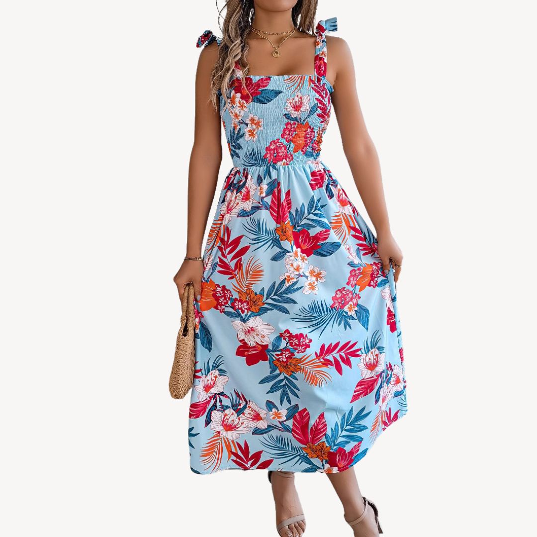 Clara Vienne Women's Floral Smocked Chiffon Midi Dress | Clara Vienne