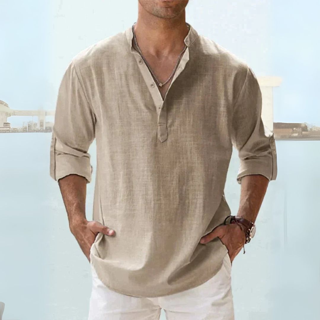 Linen Henley Shirt Men | Clara Vienne