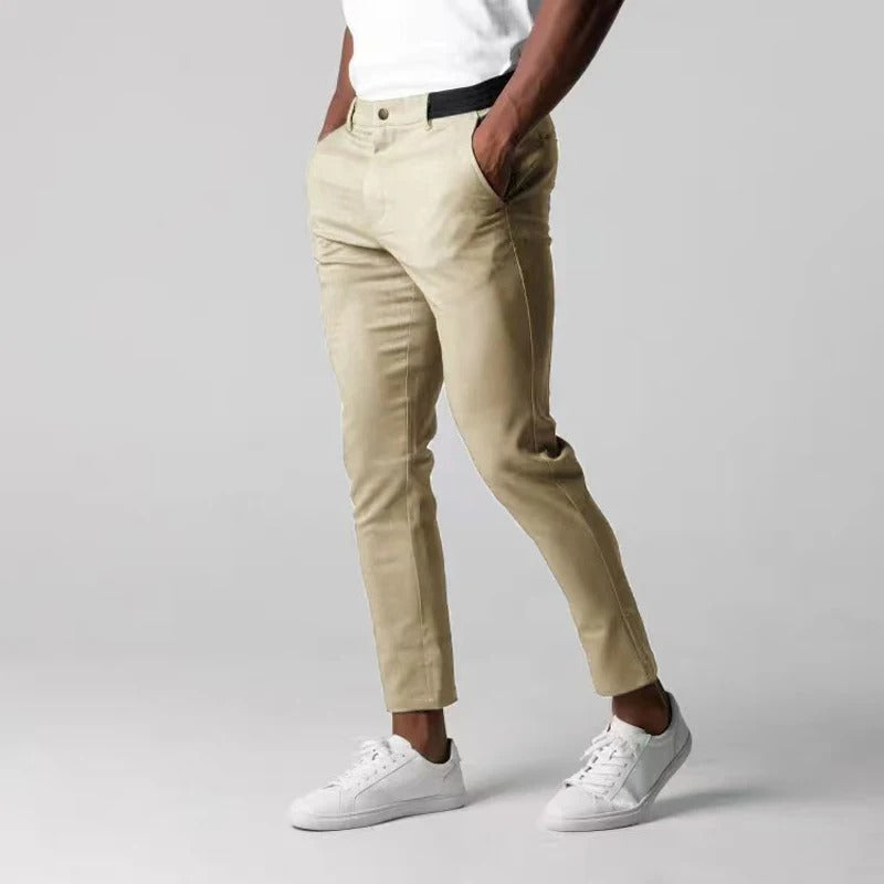Clara Vienne | Men's Slim-Fit Chino Pants - Stretch Cotton - Casual Wear